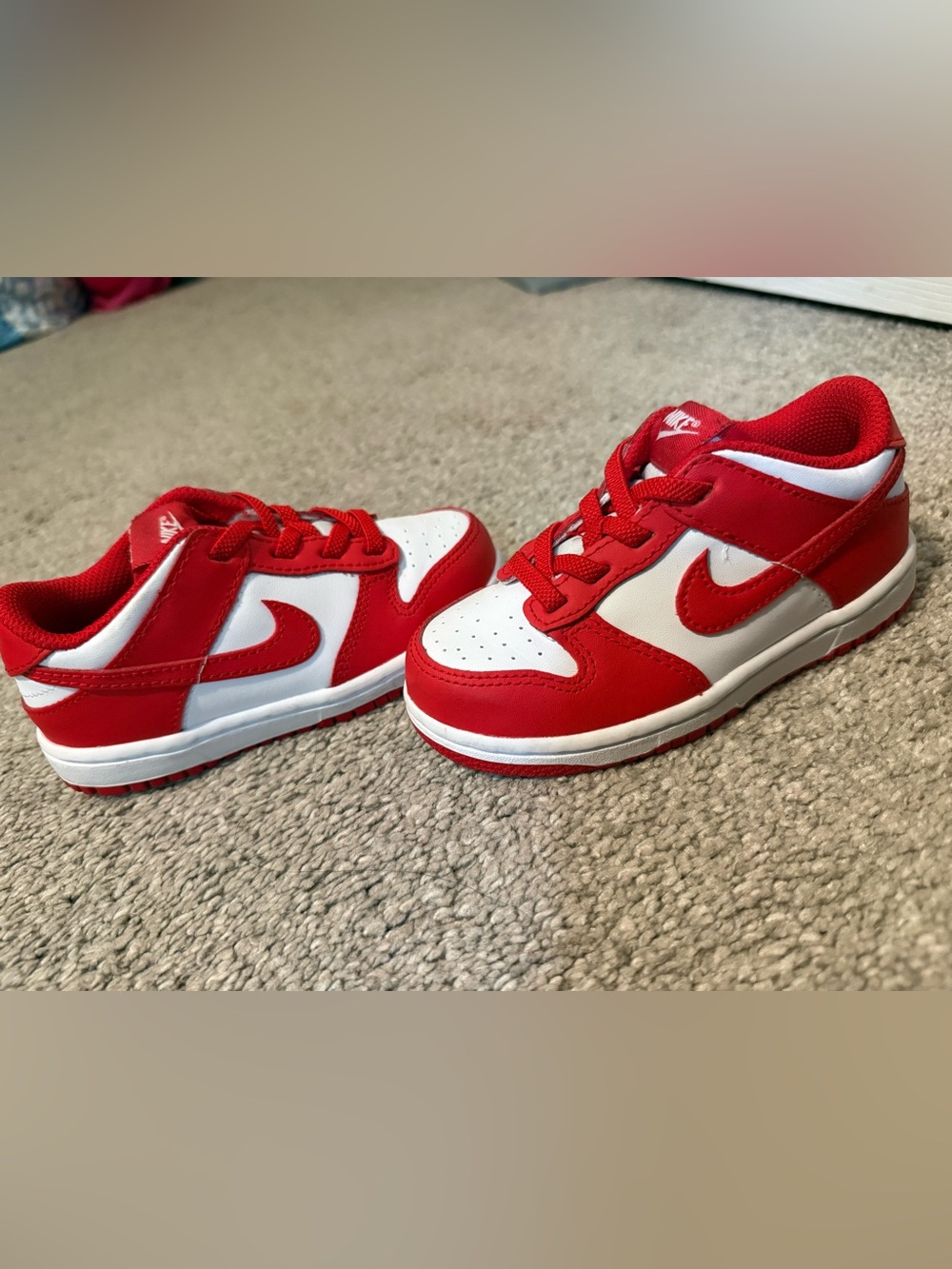Red and White Dunks 9c Toddler
